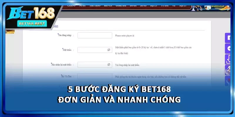 5 bước đăng ký BET168 đơn giản và nhanh chóng 5 bước đăng ký BET168 đơn giản và nhanh chóng